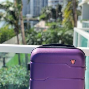 DUKAP RODEZ Hardside Luggage with Ergonomic Handles and TSA Lock | Spacious Traveling Suitcase, Travel Suitcase with Four Spinner Wheels and Studs | 20 Inch Carry On Luggage | Purple