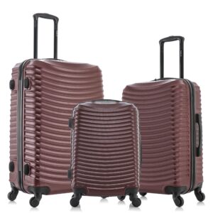 dukap adly luggage with spinner wheels | durable lightweight hardshell suitcase,travel sets with handle and trolley | (20in, 24in, 28in) 3 piece luggage set | wine