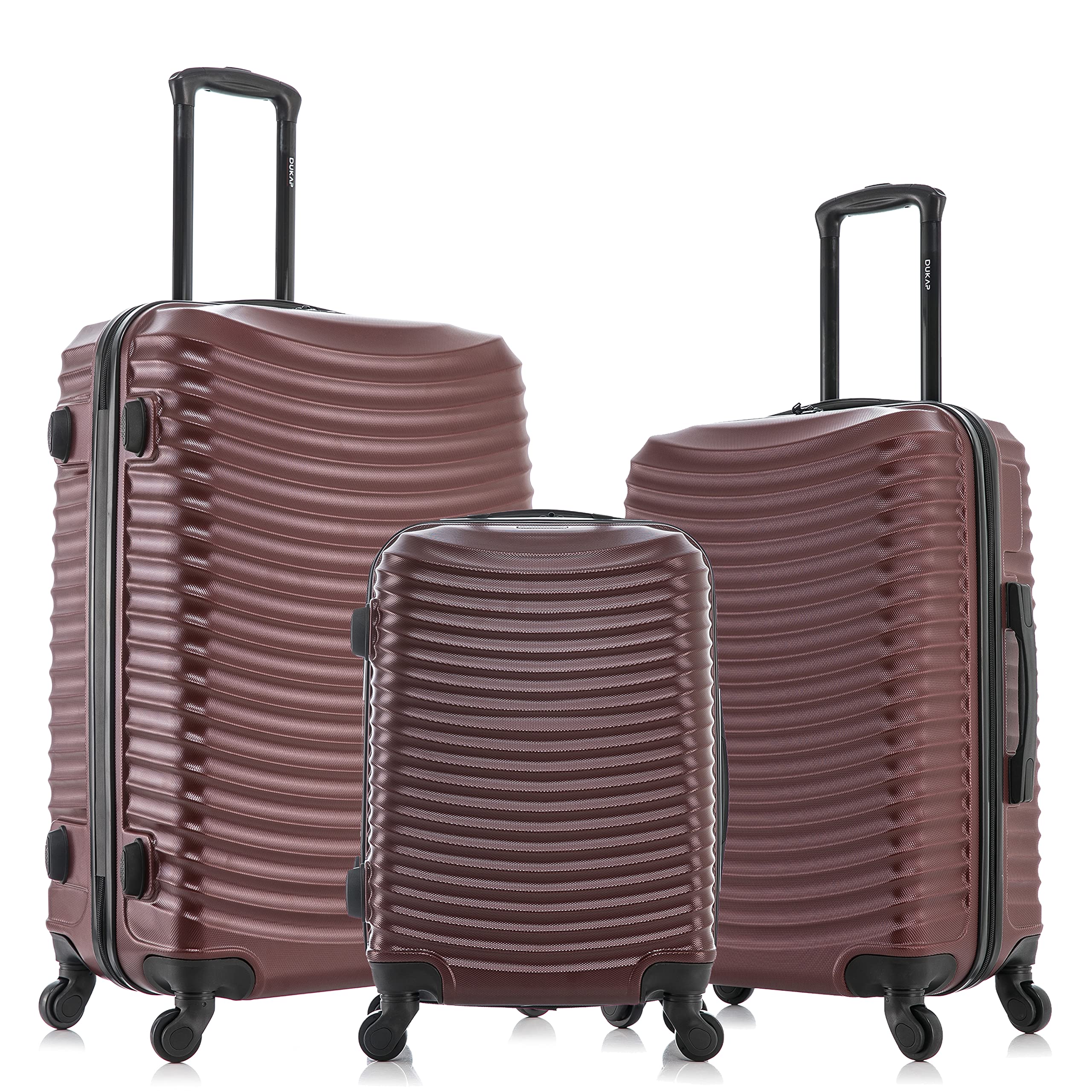 DUKAP ADLY Luggage with Spinner Wheels | Durable Lightweight Hardshell Suitcase,Travel Sets with Handle and Trolley | (20in, 24in, 28in) 3 Piece Luggage Set | Wine