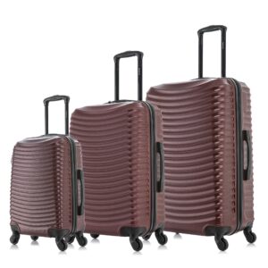 DUKAP ADLY Luggage with Spinner Wheels | Durable Lightweight Hardshell Suitcase,Travel Sets with Handle and Trolley | (20in, 24in, 28in) 3 Piece Luggage Set | Wine