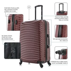 DUKAP ADLY Luggage with Spinner Wheels | Durable Lightweight Hardshell Suitcase,Travel Sets with Handle and Trolley | (20in, 24in, 28in) 3 Piece Luggage Set | Wine