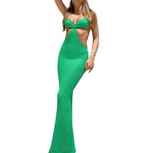 fladdswed women summer sexy dresses sleeveless backless bodycon cutout strap dress casual party y2k mixi long streetwear (green-e-cutout, l)