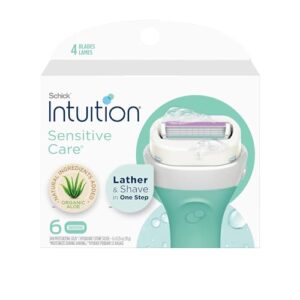 Schick Intuition Refill, Razors for Women Sensitive Skin | Intuition Razor Blades Refill with Organic Aloe, Razor Refills , 6 Count (Pack of 1)