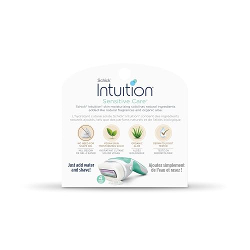 Schick Intuition Refill, Razors for Women Sensitive Skin | Intuition Razor Blades Refill with Organic Aloe, Razor Refills , 6 Count (Pack of 1)