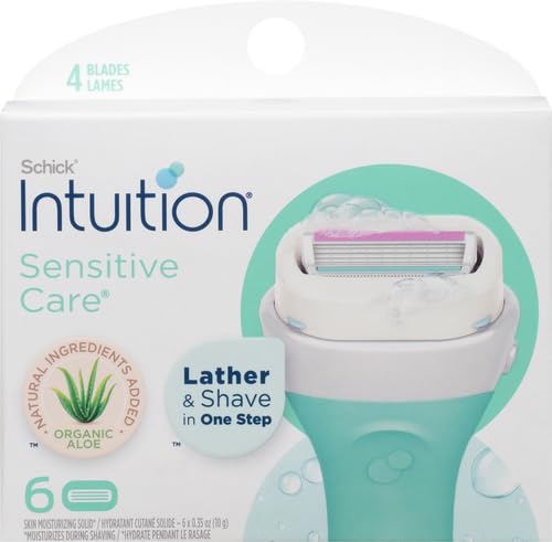 Schick Intuition Refill, Razors for Women Sensitive Skin | Intuition Razor Blades Refill with Organic Aloe, Razor Refills , 6 Count (Pack of 1)