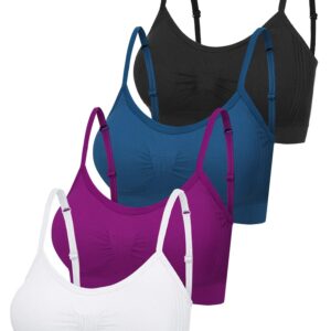 SATINIOR 4 Pieces Bralette Neck Cami Bra Wireless Tank Top Bra Sports Bra for Women Girls