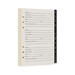 password book refill pages 236 replacement pages internet log book, 8.2x5.6in, large print 648 entries durable divider with alphabetical tabs, for men women seniors home office use
