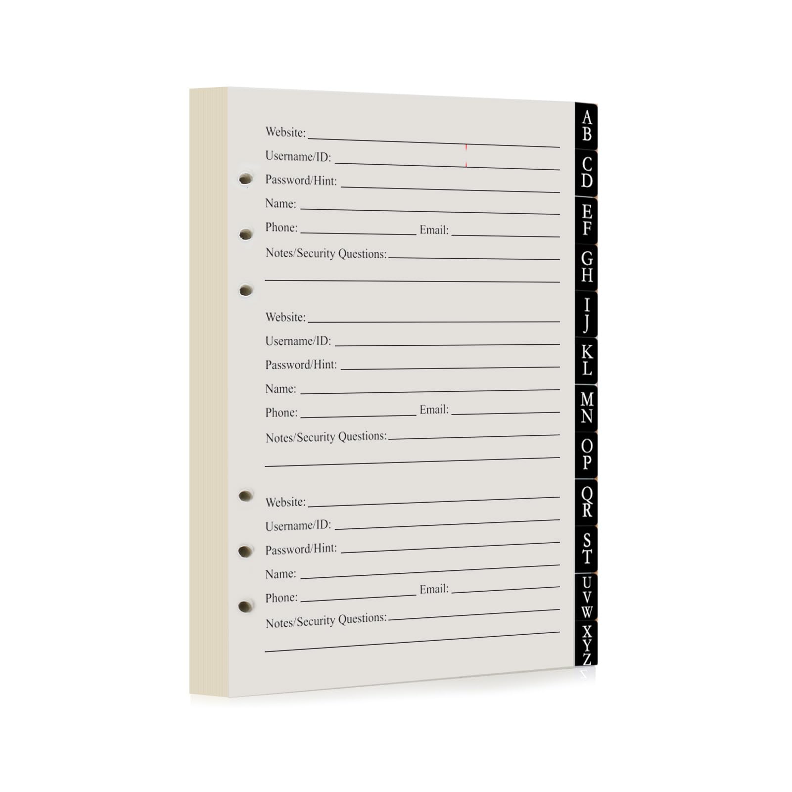 Password Book Refill Pages 236 Replacement Pages Internet Log Book, 8.2x5.6in, Large Print 648 Entries Durable Divider with Alphabetical Tabs, For Men Women Seniors Home Office Use