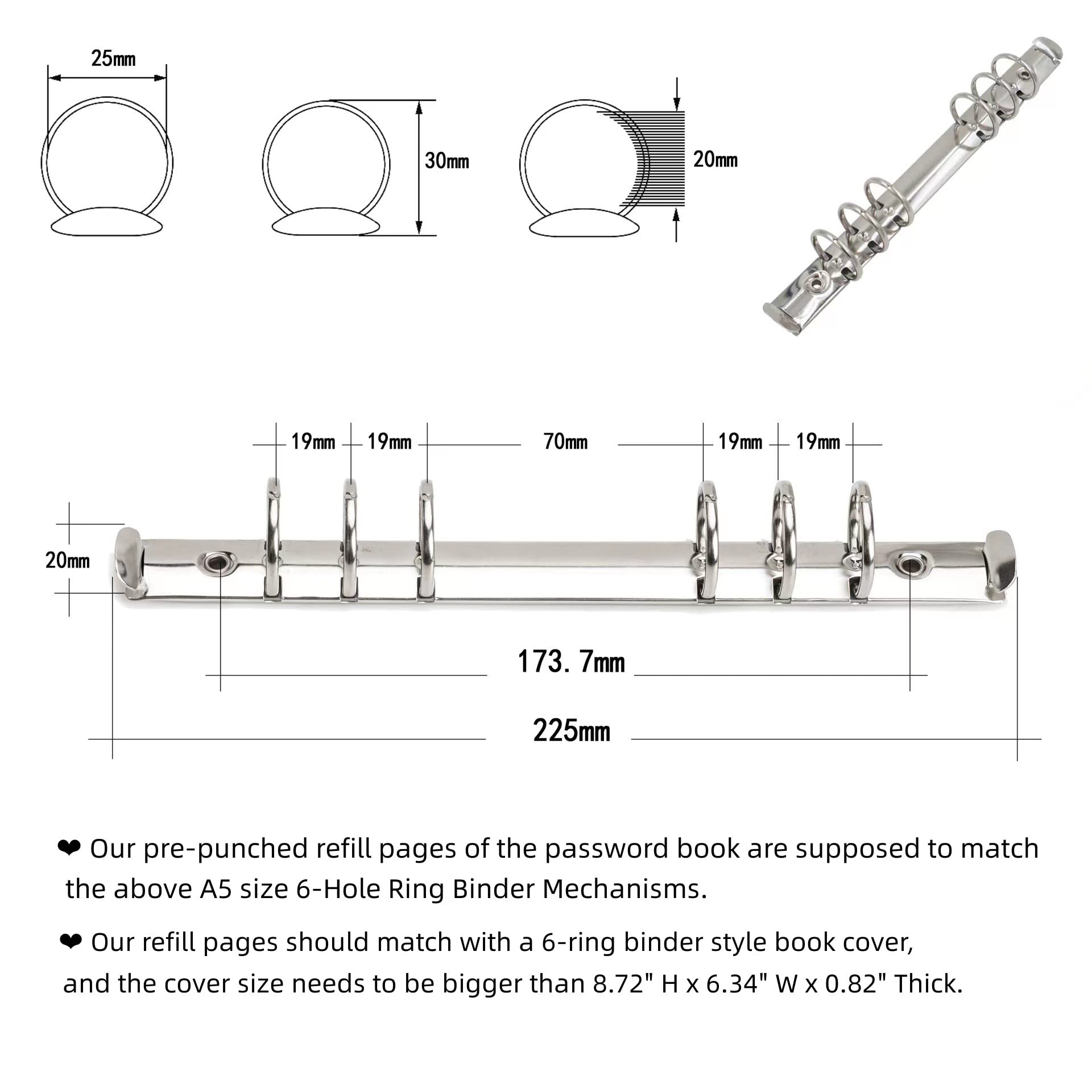 Password Book Refill Pages 236 Replacement Pages Internet Log Book, 8.2x5.6in, Large Print 648 Entries Durable Divider with Alphabetical Tabs, For Men Women Seniors Home Office Use