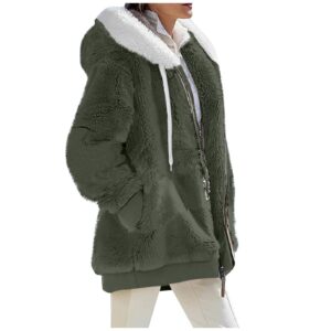 Winter Coats For Women Sherpa Fleece Fuzzy Shearling Jacket 2023 Fashion Fall Clothes Plus Size Oversized Faux Fur Wool Peacoat Clearance Prime Abrigos De Mujer Invierno En Oferta(1-Army Green,Medium)