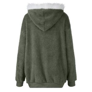 Winter Coats For Women Sherpa Fleece Fuzzy Shearling Jacket 2023 Fashion Fall Clothes Plus Size Oversized Faux Fur Wool Peacoat Clearance Prime Abrigos De Mujer Invierno En Oferta(1-Army Green,Medium)