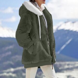 Winter Coats For Women Sherpa Fleece Fuzzy Shearling Jacket 2023 Fashion Fall Clothes Plus Size Oversized Faux Fur Wool Peacoat Clearance Prime Abrigos De Mujer Invierno En Oferta(1-Army Green,Medium)