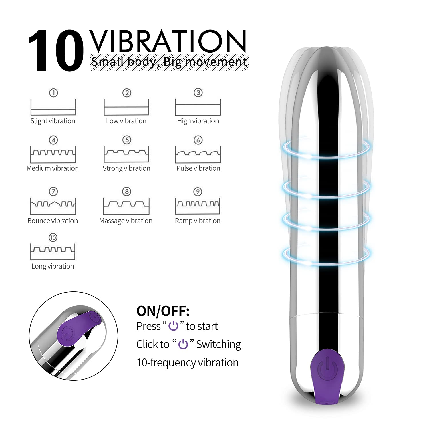 Clitoral Vibrator Sex Stimulator Toy for Women Pleasure, Nipple Clip Mini Anal Clit Bullet Vibrator with 10 Powerful Vibrations, Rechargeable Quiet Female Adult Toy Redeeming Love