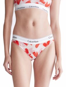 calvin klein women's modern cotton stretch bikini panty, remembered hearts orange odyssey, medium