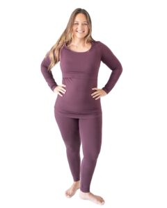 kindred bravely jane nursing pajama set | nursing pajamas for breastfeeding (burgundy plum, x-large)