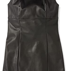 The Drop Women's Hank Vegan Leather Square Neck Mini Dress, Black, 2X