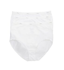 hanes womens cotton briefs underwear, 3 pack - brief white, 9 us