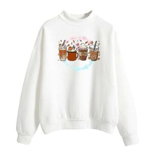 ceboyel womens cute halloween sweatshirt 2023 coffee pumpkin graphic sweater shirts crewneck long sleeve fall clothing youth halloween shirt white xl