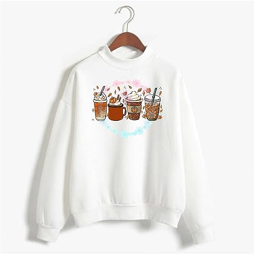 Ceboyel Womens Cute Halloween Sweatshirt 2023 Coffee Pumpkin Graphic Sweater Shirts Crewneck Long Sleeve Fall Clothing Youth Halloween Shirt White Xl