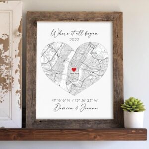 Green Homes's Where We Met Map, Personalized Couples Gift, Custom Map, Boyfriend Gift, First Date Memory Map, Black and White Map, Where It Began Map, Gift for Him, Gift for Her