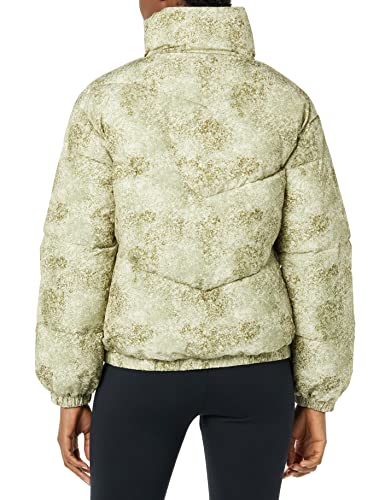 Amazon Essentials Women's Relaxed-Fit Mock-Neck Short Puffer Jacket (Available in Plus Size) (Previously Daily Ritual), Olive Speckled Print, Large