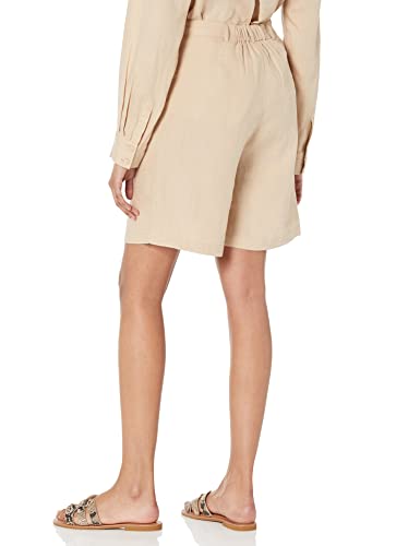 The Drop Women's Millie Loose-Fit Pleated Long Linen Walk Short, Hummus, XS