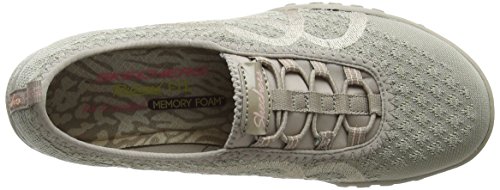 Skechers Relaxed Fit Breathe Easy Fortune Knit Womens Bungee Sneakers Taupe 9.5 M US