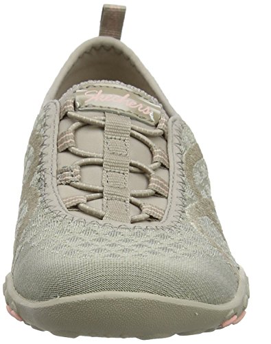 Skechers Relaxed Fit Breathe Easy Fortune Knit Womens Bungee Sneakers Taupe 9.5 M US