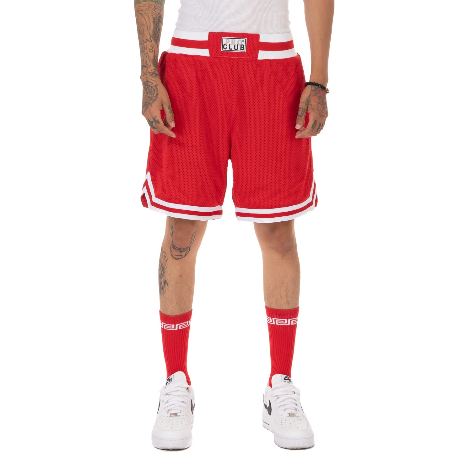 Pro Club Classic (above Knee) 7.5in Basketball Shorts, Red, Large