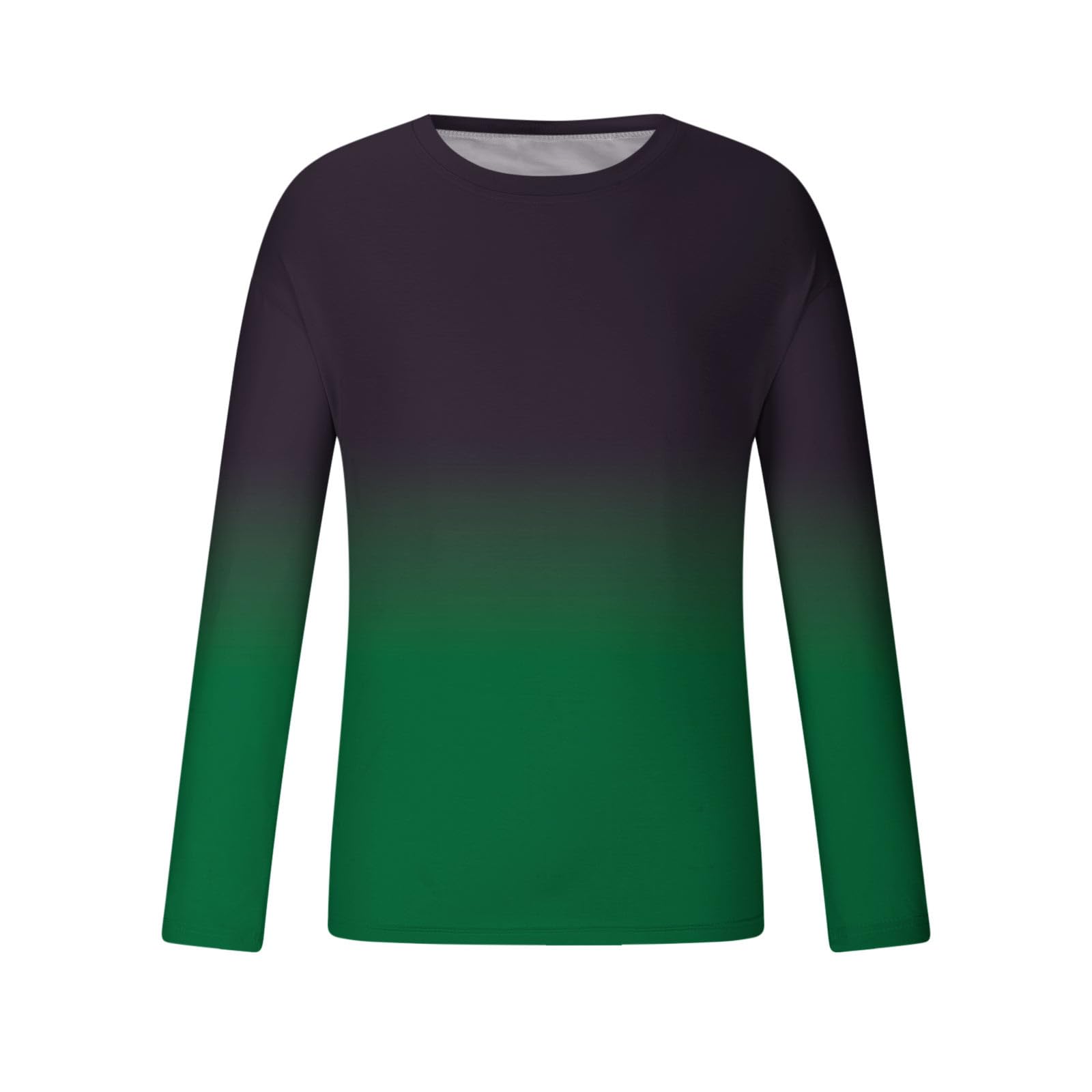 long sleeve tee shirts for men 2023 Mens Long Sleeve Shirts Casual Gradient Color Loose Pullover Graphic Tee Shirts Fall Fashion Athletic Sweatshirts mens black dress shirts long sleeve Green L