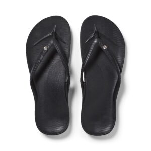 archies footwear - flip flop sandals – offering great arch support and comfort - crystal black (women's us 10/men's us 9)