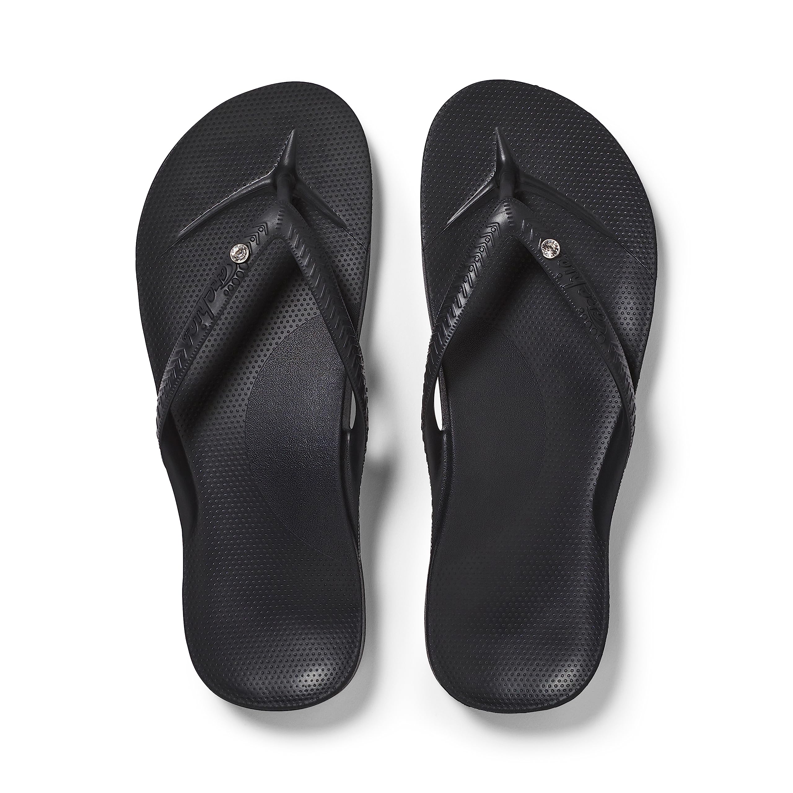 ARCHIES Footwear - Flip Flop Sandals – Offering Great Arch Support and Comfort - Crystal Black (Women's US 10/Men's US 9)