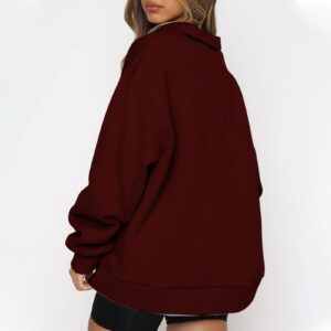 Oversized Zip Up Sweatshirts For Women 2023 Fall Fashion Outfits Casual Quarter Zip Long Sleeve Pullover Hoodies