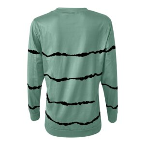 prime big deal days october Long Sleeve Shirts for Women 2023 Casul Crewneck Lightweight Sweatshirts Fashion Print Loose Pullover Trendy Tops Green XXL