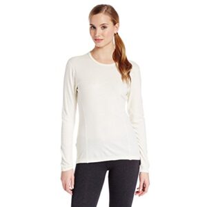 100% merino wool - women's midweight base layer - long sleeve crew - natural cream - large