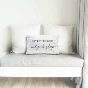 Knibeo Give It to God and Go to Sleep, Decorative Pillows Covers for Bed, Throw Pillows Cover for Bed,12x20 Pillow Cover,Decorative Bed Pillows for Bedroom Room(12x20, White)