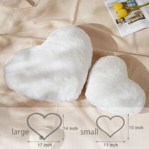 YRXRUS Heart Pillow, White Heart Pillows, Love Pillow Gifts, 14X17 Inch Large Heart Shaped Pillows, Faux Rabbit Fur Coquette Room Decor Throw Pillows, Living, Bedroom, Indoor Outdoor