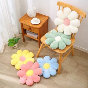 SHINUOER Daisy Pillow Flower Pillow Green Flower Shaped Throw Pillow Cute Seating Cushion Decorative Pillows for Couch Sofa Bed Decoration(15.7'',Green)