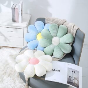 SHINUOER Daisy Pillow Flower Pillow Green Flower Shaped Throw Pillow Cute Seating Cushion Decorative Pillows for Couch Sofa Bed Decoration(15.7'',Green)