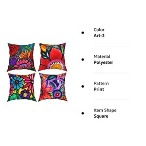 YIRUNNI Set of 4 Art Theme Pillow Cover Reversible Pillow Cases Decorative Cushion Throw Pillowcase, for Indoor Outdoor Home Couch Sofa Living Room Party Decor(18'x18'), 18 x 18-Inch, (11242)