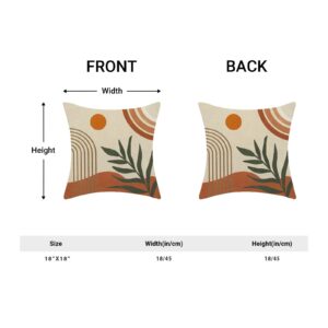 BETGINY Boho Pillow Covers 18X18 Inch Set of 2 for Bohemian Mid Century Throw Pillow Covers Green Leaves Cushion Cases Farmhouse Decorative Outdoor Pillow Covers for Couch Home Sofa Living Room