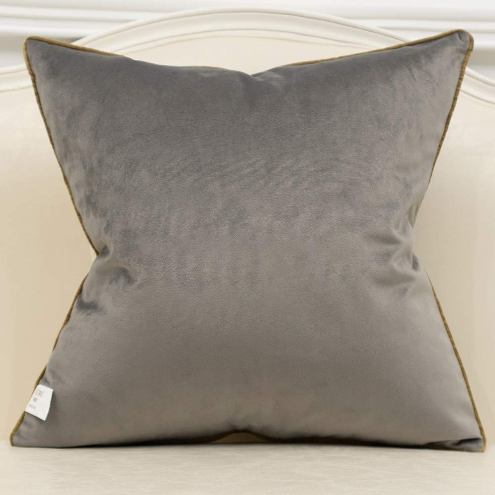 Avigers 16 x 16 Inches Gray White Gold Leather Striped Patchwork Velvet Cushion Case Luxury Modern Throw Pillow Cover Decorative Pillow for Couch Living Room Bedroom Car