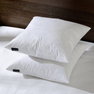 basic home 18x18 Decorative Throw Pillow Inserts-Down Feather Pillow Inserts-Square-Cotton Fabric-Set of 2-White.