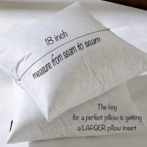 basic home 18x18 Decorative Throw Pillow Inserts-Down Feather Pillow Inserts-Square-Cotton Fabric-Set of 2-White.