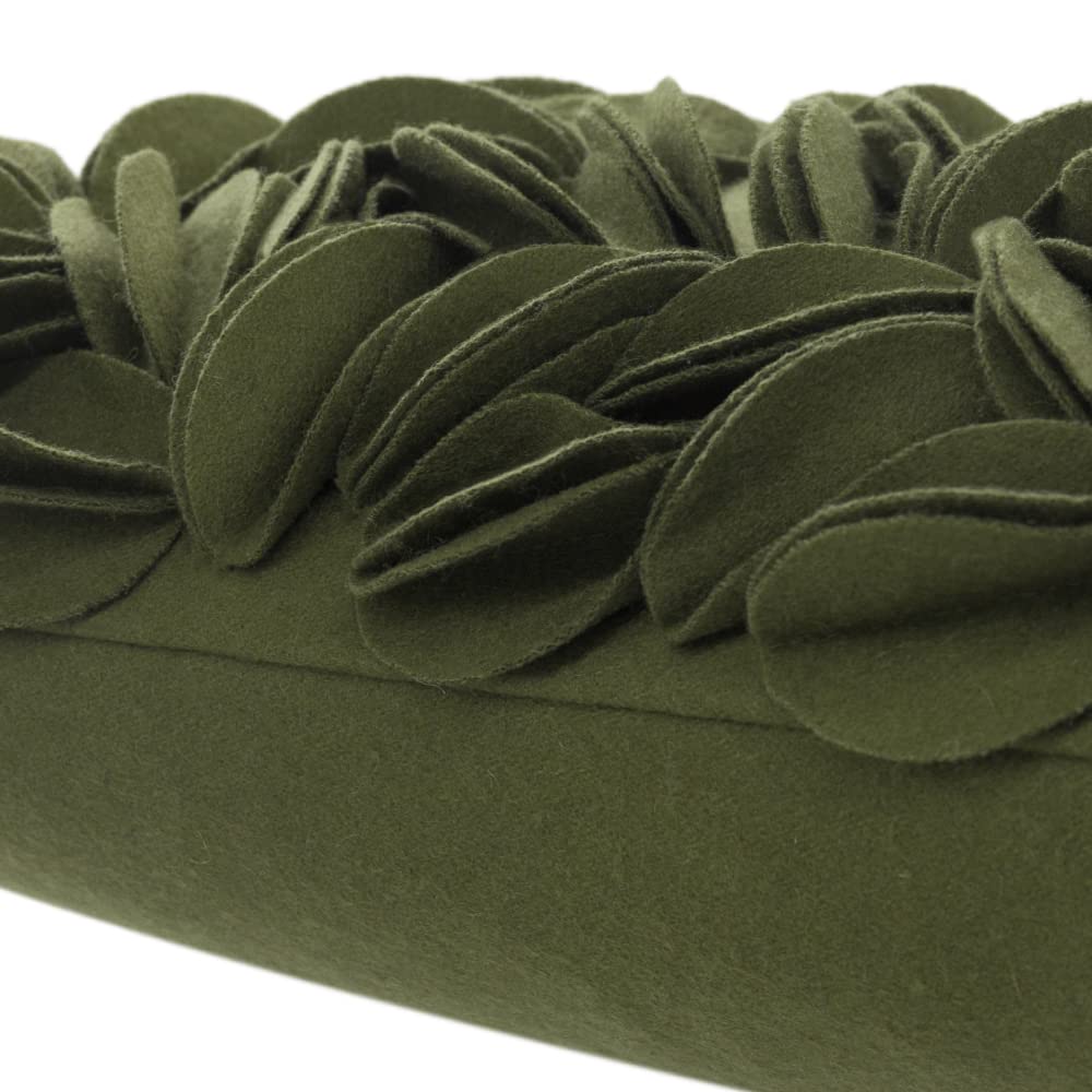 KINGROSE 3D Handmade Flower Throw Pillow Cover Decorative Floral Pillow Case Wool Cushion Cover for Sofa Couch Chair Home Decor 12 x 20 Inches Green