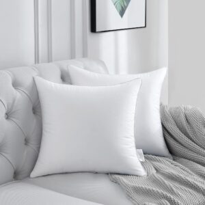 FAVRIQ 20 x 20 Throw Pillow Inserts with 100% Cotton Cover Square Cushions for Chair Bed Couch Car Down Alternative Pillow Form Sham Stuffer Decorative Pillow Insert White Sofa Pillow (Set of 2)