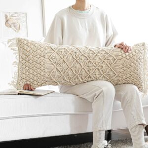 BlissBlush Cream Beige Lumbar Pillow Cover 14x36, Farmhouse Body Lumbar Pillow Cover, Couch Bed Lumbar Throw Pillow Cover, Decorative Pillow for Bed(1 Piece, Cover Only, 14x36 inch)