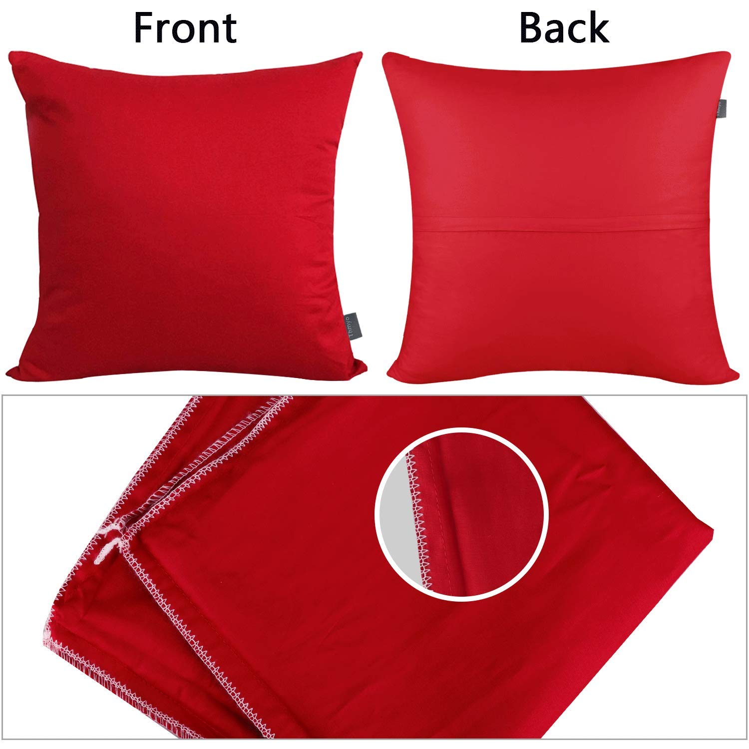 Thmyo 4-Pack 100% Cotton Comfortable Solid Decorative Throw Pillow Case Square Cushion Cover Pillowcase Sublimation Blank Christmas DIY Throw Pillow Covers for Couch Sofa(18x18 inch/ 45x45cm,Red)