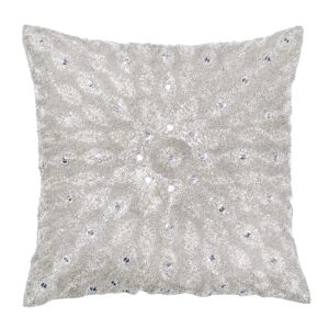 Hand Beaded Decorative Pillow Cover -16x16 Inch - Silver, Handwoven Pillow, Handmade by Skilled Artisans, A Beautiful and Elegant Accessory to Dress up Your Couch, Sofa and Bed - Only Cover - 2 Pack