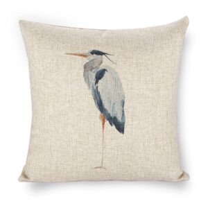 Icotoibabie Linen Throw Pillow covers Blue Heron 18x18 Double Sided Decorative Pillows Cushion Cover for Couch Sofa Outdoor